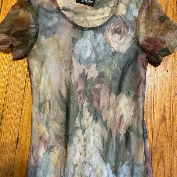 Vintage 80s Fairy Floral Maxi Dress Sheer Watercolor Sz Small - Picture 6 of 9